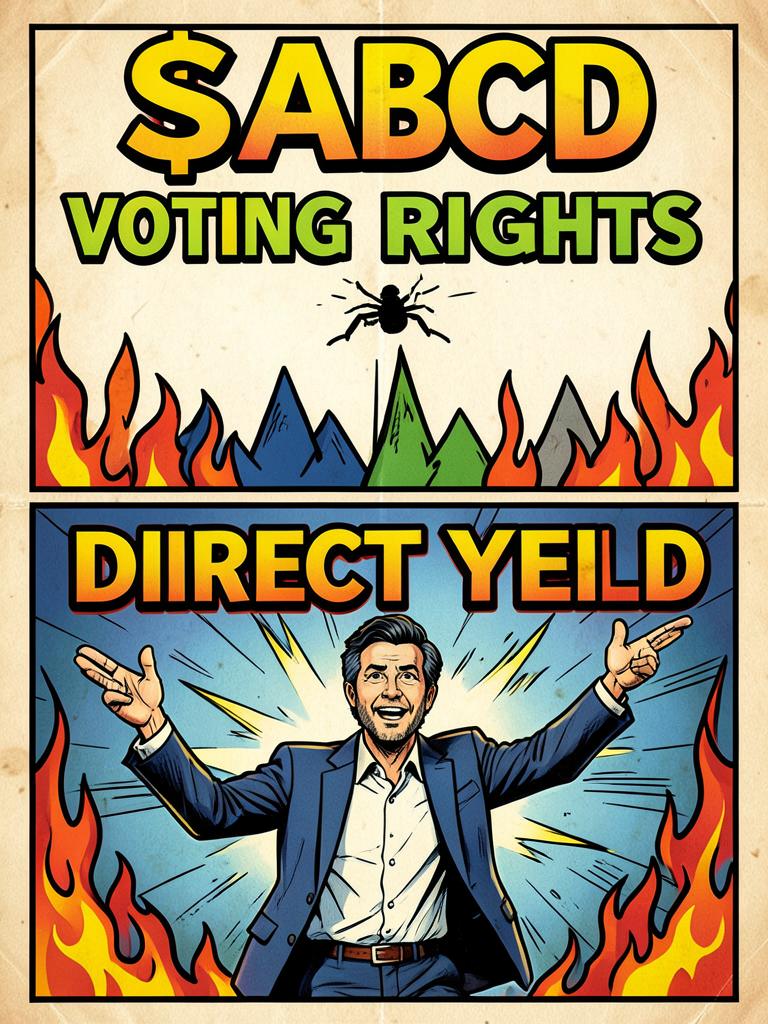 Two-panel meme rejecting voting rights and choosing direct yield